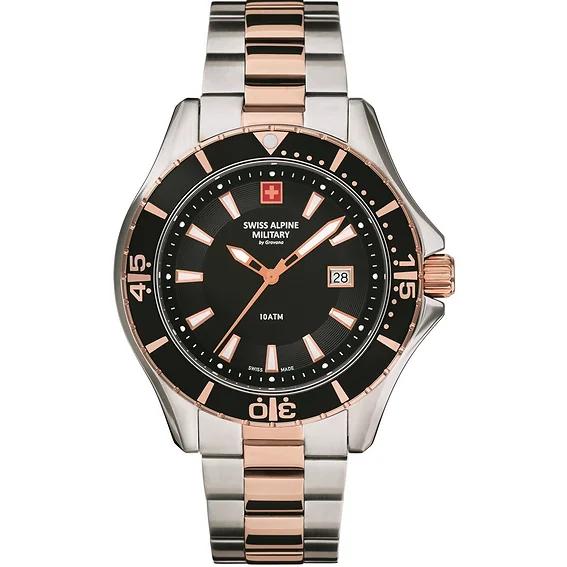 Swiss Alpine Military Relógio Masculino By Grovana Nautilus Black Dial Quartz 7040.1157 100M