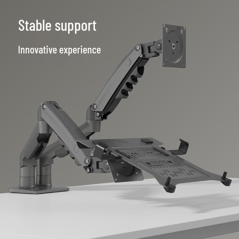 Dual Monitor & Laptop Rotating Stand with Adjustable Tray Height