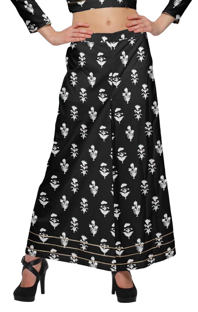 Moomaya Women Crop Top and Palazzo Pant Set Two Piece Printed Ethnic Wear