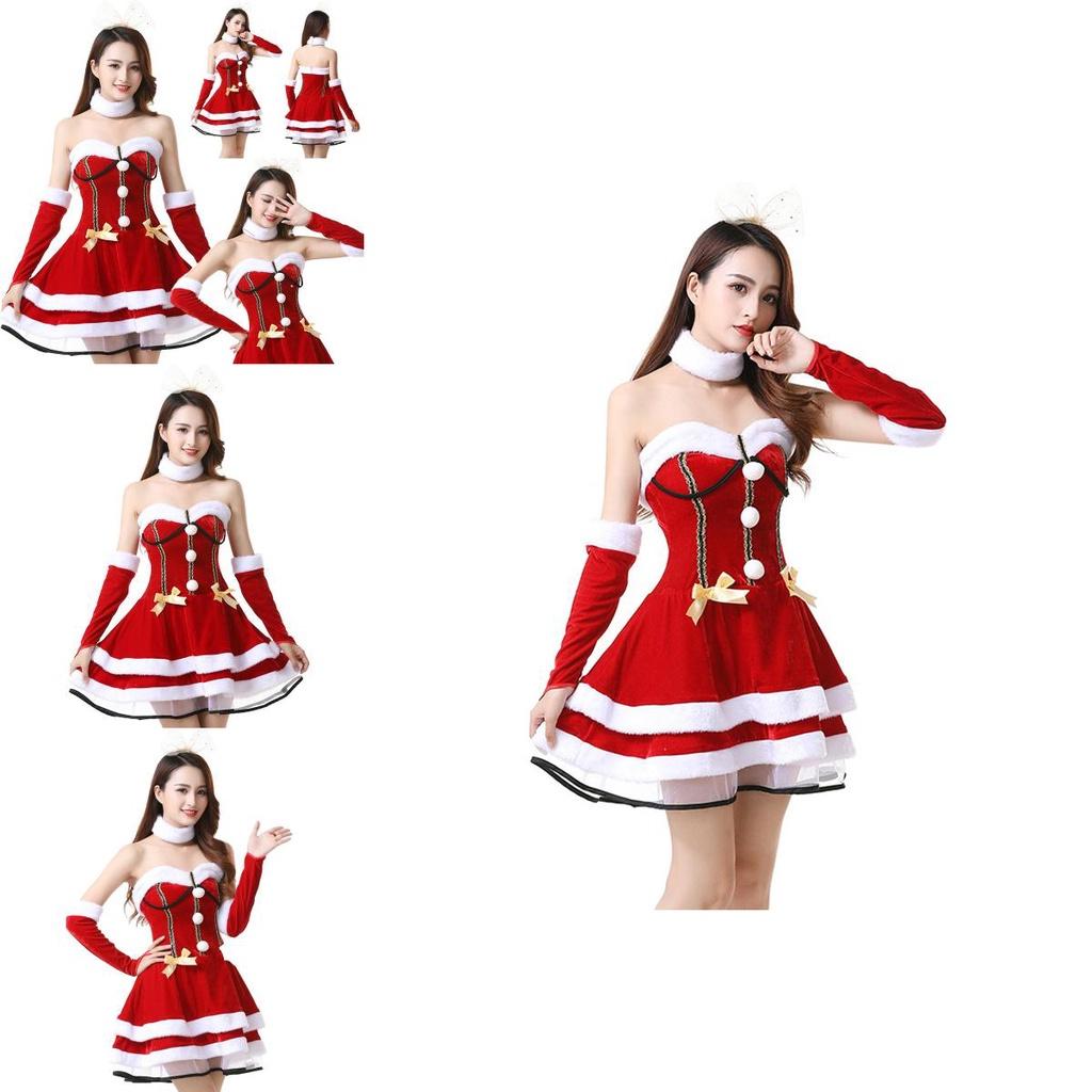 Christmas Santa Claus Costume Dress Backless And Strapless
