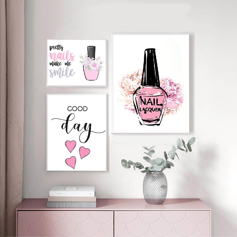 Nordic Fashion Girl Nail Beauty Salon Tweezers Wall Art Canvas Painting Posters And Prints Wall Pictures For Living Room Decor