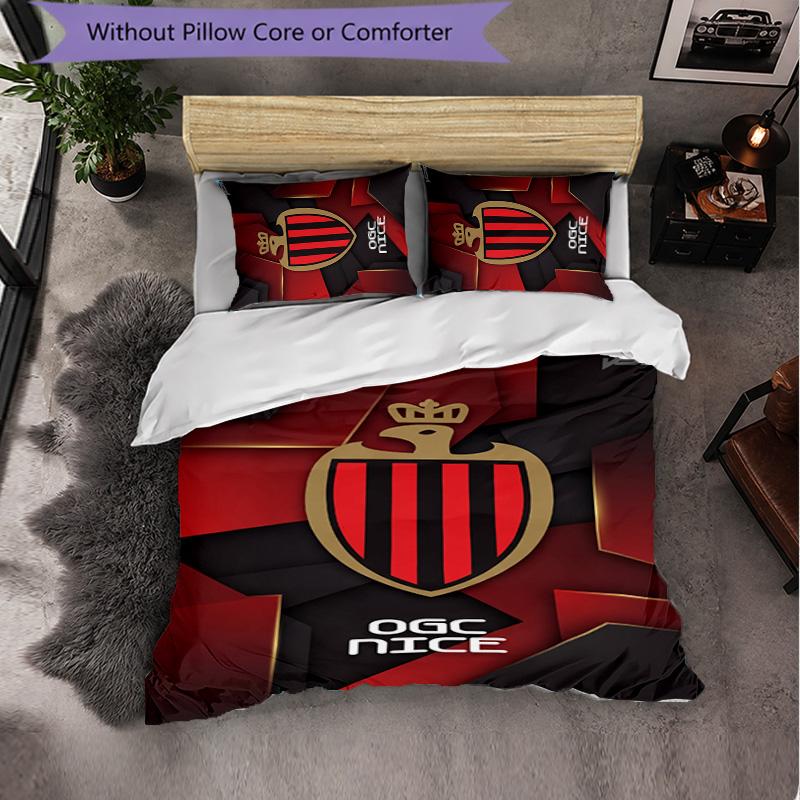 OGC Nice FC Themed Bedding 3Pcs Duvet Cover Set Decorative Bed Linen For Teen Room Home Decoration