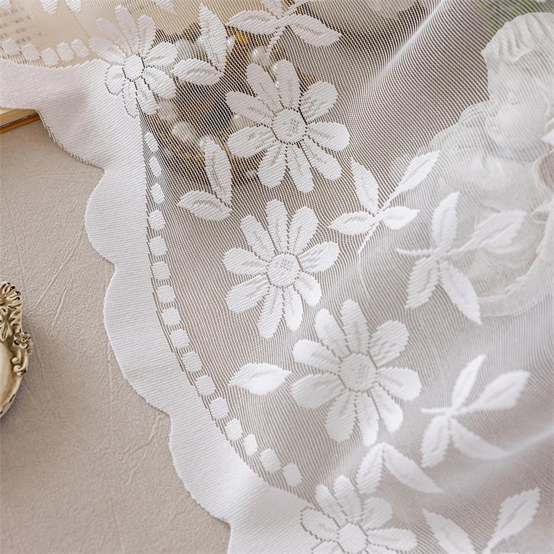 Französischer Romantischer Bestickter Kurzer Vorhang Halbvorhang für Wohnzimmer Schlafzimmer Tür Fenster Dekorativer Transparenter Vorhang 100cm Breit