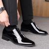 Autumn new men's business dress pointed patent leather shoes youth versatile lace-up large size men's shoes groom wedding shoes