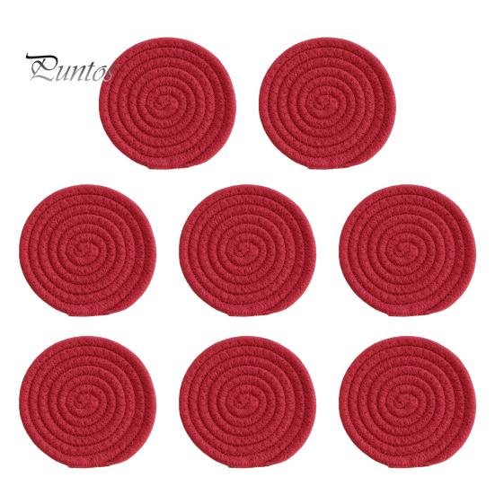 

8 шт. хлопчатобумажные тканые подставки под напитки, впитывающие подставки для журнального столика, плетеные подставки, термостойкий защитный коврик для стола для всех чашек 8pcs вино красного