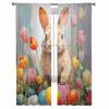 Easter Tulips Eggs Bunny Tulle Curtains For Living Room Sheer Curtain For Bedroom Kitchen Blinds Voile Curtains