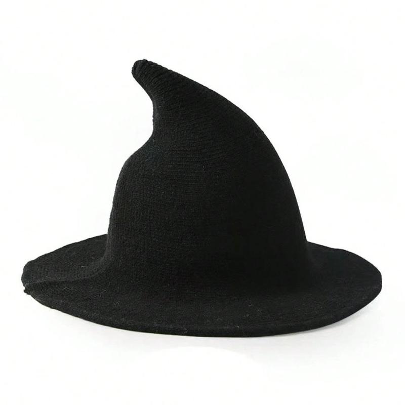 1pc Women's Halloween Witch Hat, Foldable Knitted Pointed Wizard Hat ,Suitable For Halloween Activities Winter Vampire Costume