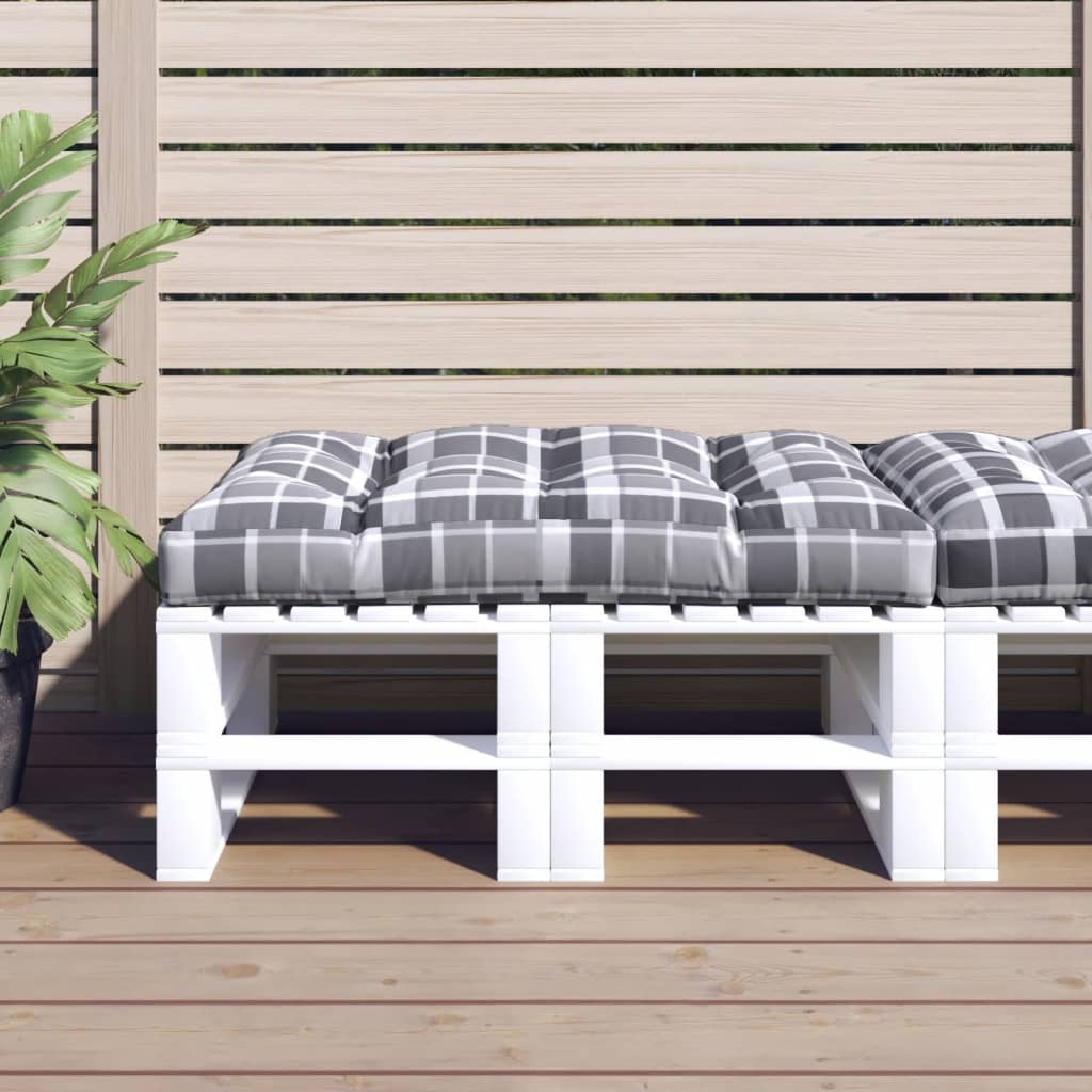 Grey Checkered Pallet Cushion 120 x 80 x 12 cm Fabric