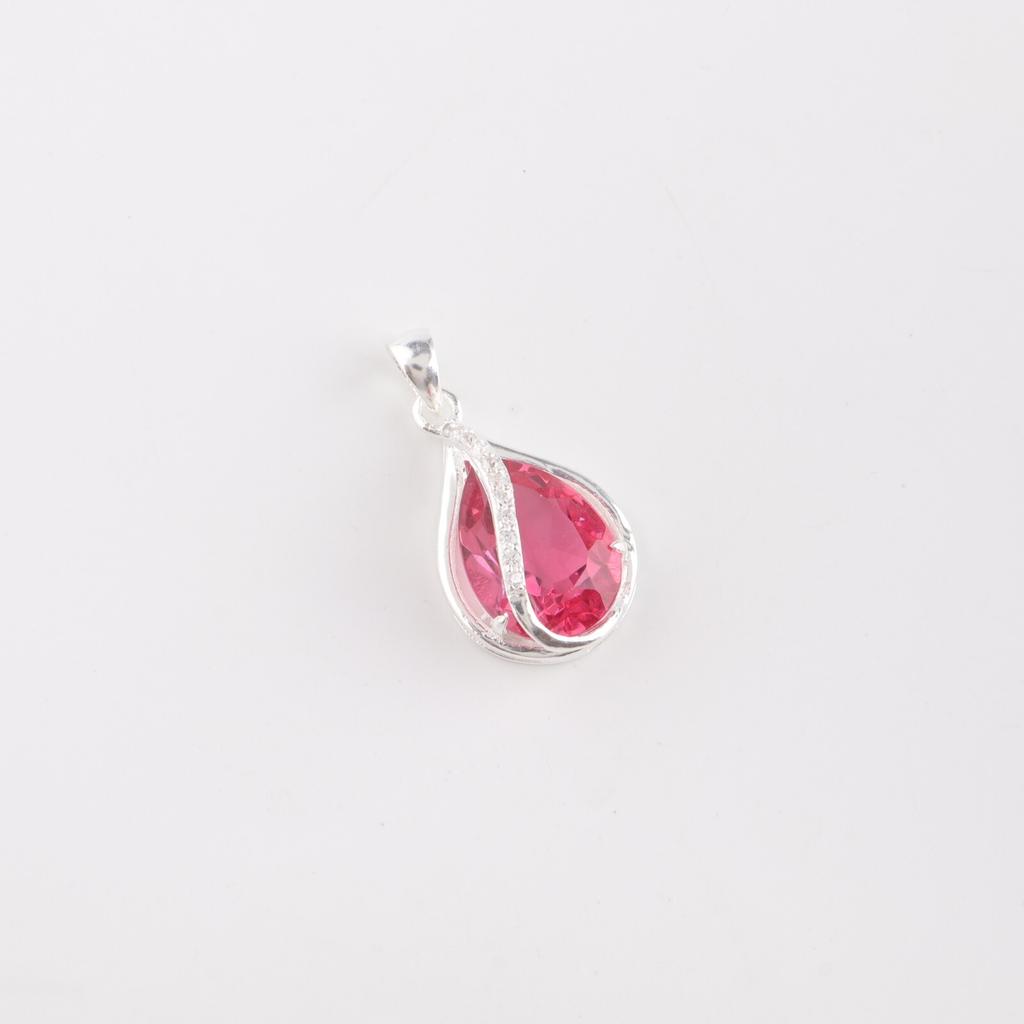 Pink Tourmaline Gemstone 925 Sterling Silver Jewelry Zircon Pendant For Gift CZP-7-13