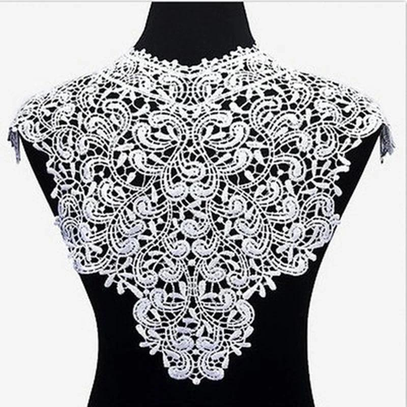 

Сделай сам ручной работы Свадебное платье Кружево Полиэстер Цветочное кружево Вырез из ткани Воротник Украшение Для швейных принадлежностей Поделки Аппликация white-back