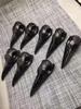 Natural Obsidian Skulls Hand Carved Raven Crystal Animal Skulls Bird Crow Pendant