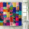 Vibrant Patchwork Print Waterproof Shower Curtain For Bathroom, Colorful Quilt Design High-End Toilet Partition Curtain