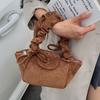 Korean Version of Niche Design Pleated Handbag Bag Women's Early Autumn Retro Suede Casual Commuter Shoulder Armpit Bag
