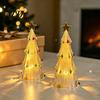 Decorative Holiday Lamp LED Lighted Christmas Tree Tabletop Decoration, Battery Operated Xmas Night Light, Room Ornament with Star Topper for