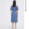 ELLASSAY Women's French Square Neck Cotton-Blend Midi Dress