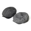 Vintage Herringbone Newsboy Cap Men Winter Thick Warm Casual Stripe Berets Gatsby Flat Hat Peaked Cap