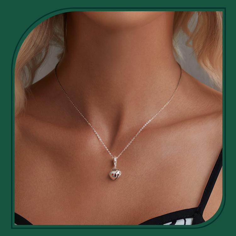 Yinziyun Sterling Silver Snowflake Bell Pendant Necklace