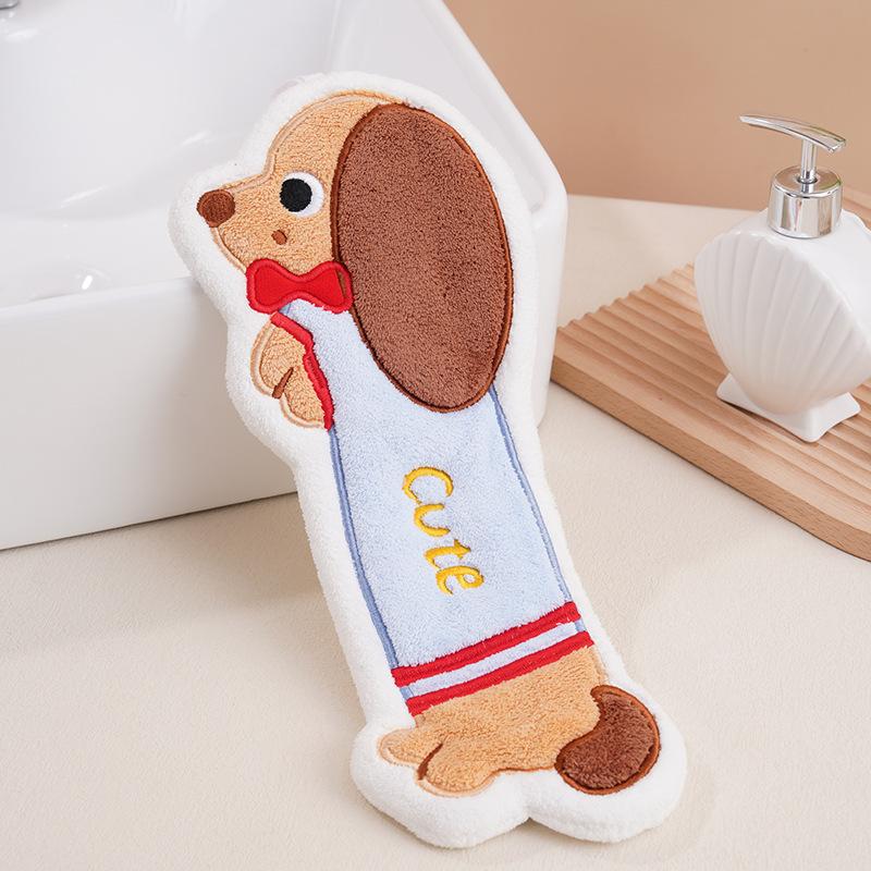

1 шт. Милое полотенце для рук в виде щенка, висящее детское полотенце для выпечки, кухонное полотенце в форме кораллового бархата, квадратное полотенце с вышивкой