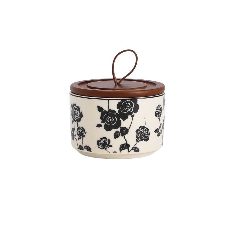 

Hepburn Black Rose Tea Canister Ceramic Storage Jar Airtight Coffee Bean Sugar Container