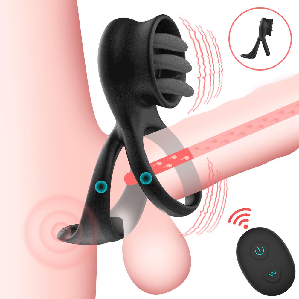 Wireless Remote Control Dual Vibrating Cock Ring Dick Penis Ring Cockring Adult Sex Toys for Men Cunnilingus back court