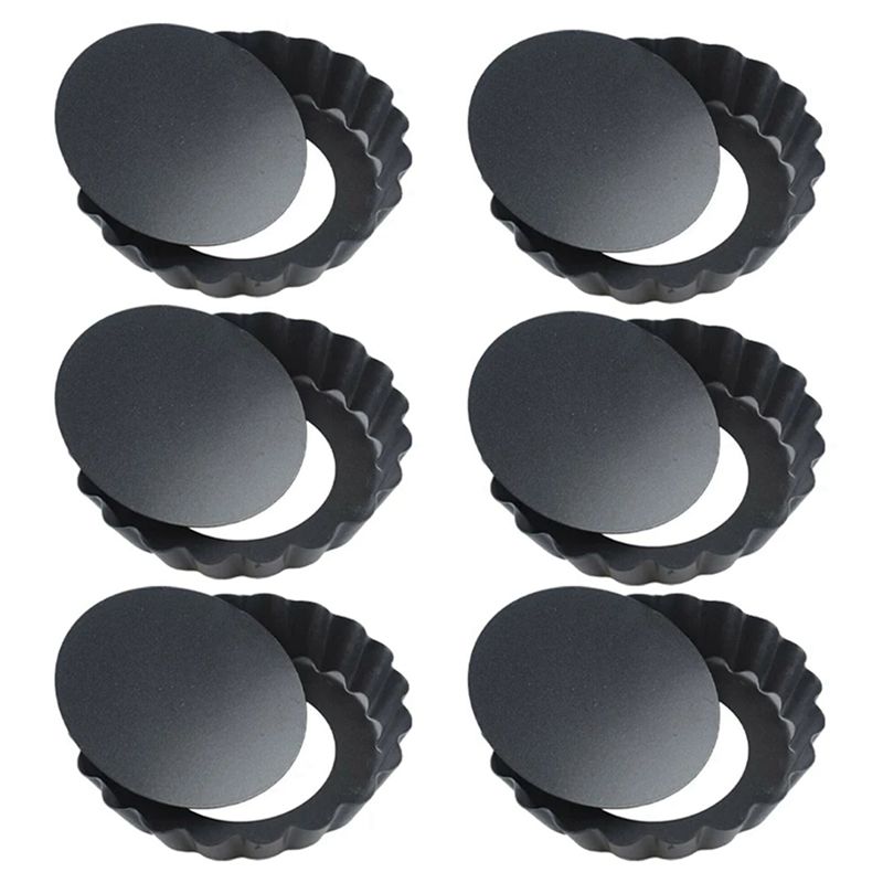 

AEE2-4In/10Cm Mini Pie Muffin Cupcake Pans Non-Stick Tart Quiche Flan Pan Mold Removable Loose Bottom Round Bakeware