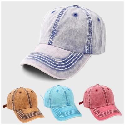 100% Cotton Striped Color-Block Baseball Cap Outdoor Casual Sun-Protective Soft-Peak Cap Trendy for Men and Women