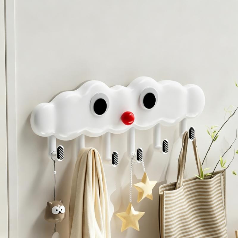 Cute Cloud-Shaped Over-the-Door Clothes Hanger Multipurpose Wall-Mounted Hook For Bathroom And Kitchen Non-Punching Door Back