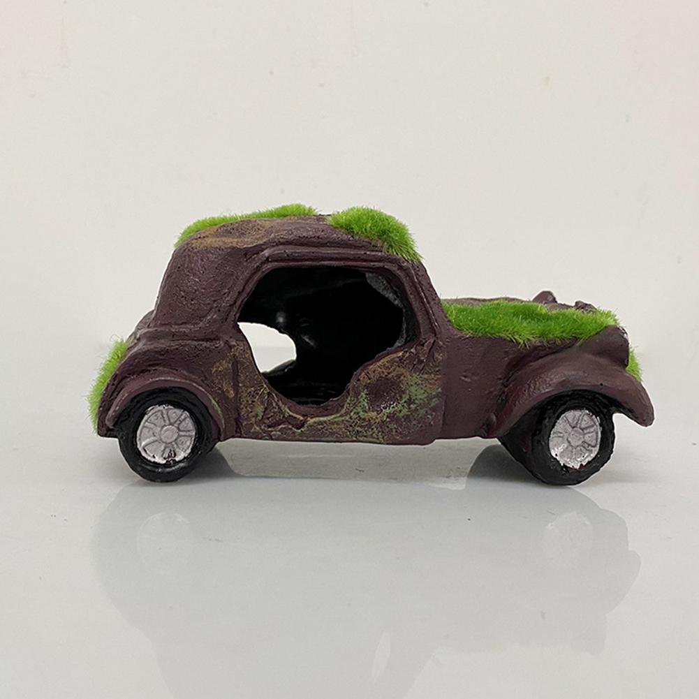 Ornements Mousse Voiture Ancienne Vintage Cachette Grotte Abri Mise en Scène Accessoire Aquarium Bac à Poissons Paysage Décoration Fournitures