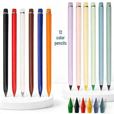 12-Color HB Inkless Erasable Pencil: Non-breaking, Durable, Ideal for Students and Artists