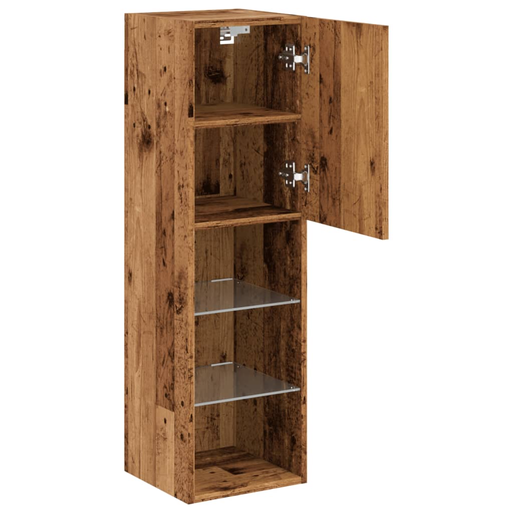 TV Cabinet with LED Lights Rustic Wood Look 12 x 11.8 x 40.2 in (30.5 x 30 x 102 cm)