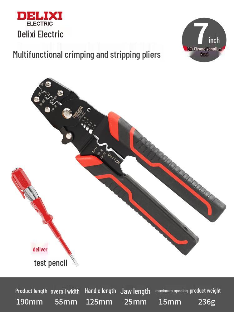 Delixi Multifunctional Electrician Wire Strippers and Crimping Pliers