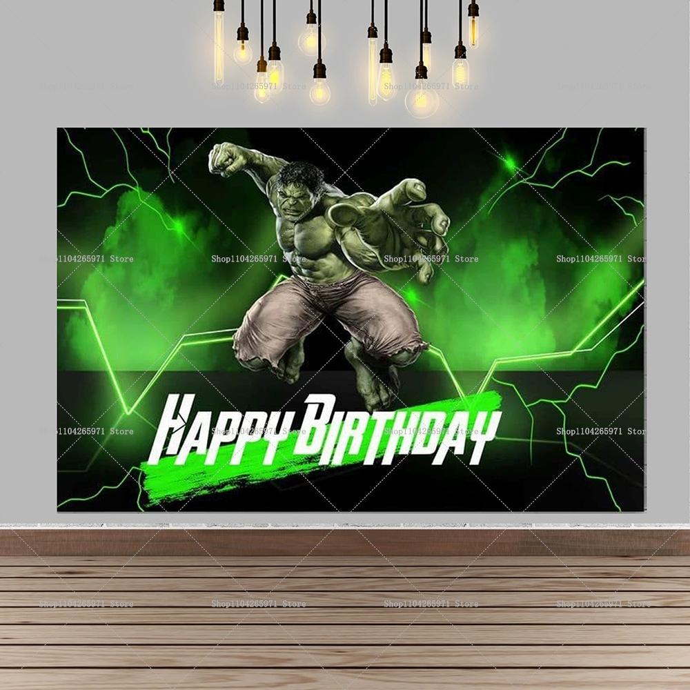 Fondo de foto de Hulk, superhéroe, gigante de dibujos animados verde, decoraciones para fiesta de cumpleaños infantil, artículos para baby shower.
