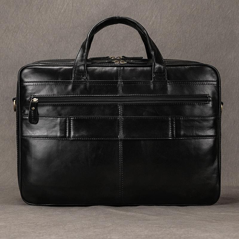 17" Black Mens Genuine Leather Shoulder Bag Messenger Bag Travel Laptop Bag Men Male Document Business Bag Leather Briefcase Bag