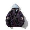 Star Embroidery Bomber Jacket Men Women Streetwear Casual Padded Baseball