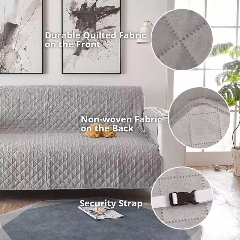 1/2/3 Seater Quilted Anti-wear Sofa Cover Pets Dogs Kids Mat Anti-Slip Recliner Slipcovers Armchair Furniture Protector Case