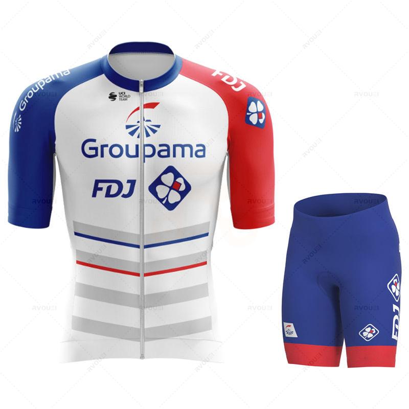 Cyklistické dresy 2026 Fdj Pánské cyklistické oblečení Letní krátký rukáv MTB Cyklistický oblek Oblečení na kolo Ropa Ciclismo Hombre