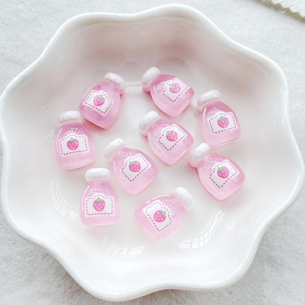 20pcs Colorful Resin Mixed Mini Fruit Strawberry, Watermelon, Milk Beverage Bottle Figurine Flatback Scrapbook Crafts DIY