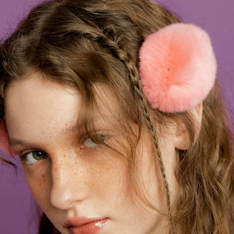 

XPIER real rabbit fur hairpin[3color] pink