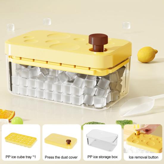 Ice Cube Tray with Lid And Bin Large Capacity Ice Cube Mold for Freezer Stackable BPA Free Easy Release