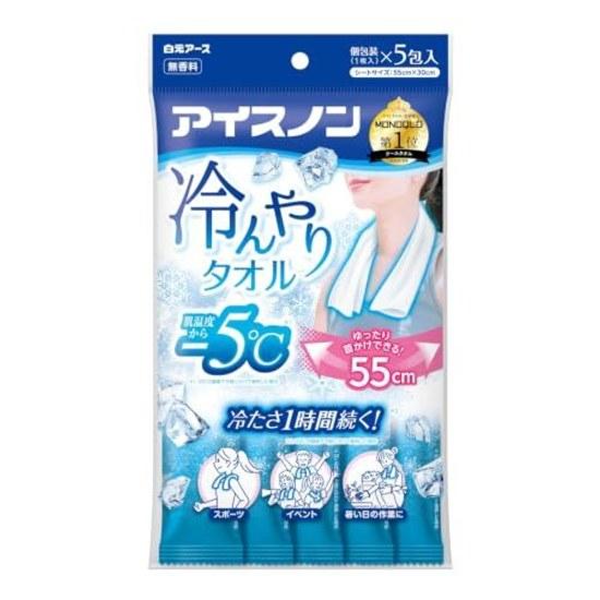 Ice Non Shirogane Earth Cooling Towel Sheet Disposable 5 Pieces Individually Wrapped Portable Neck Cool Refreshing Unscented Made Japan
