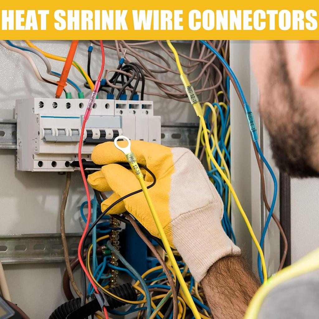 525PCS Heat Shrink Wire Connectors, 22-10 AWG Marine Grade Heat Shrink Butt Connectors, Waterproof Electrical Wire Terminals Kit Insulated Ring Fork