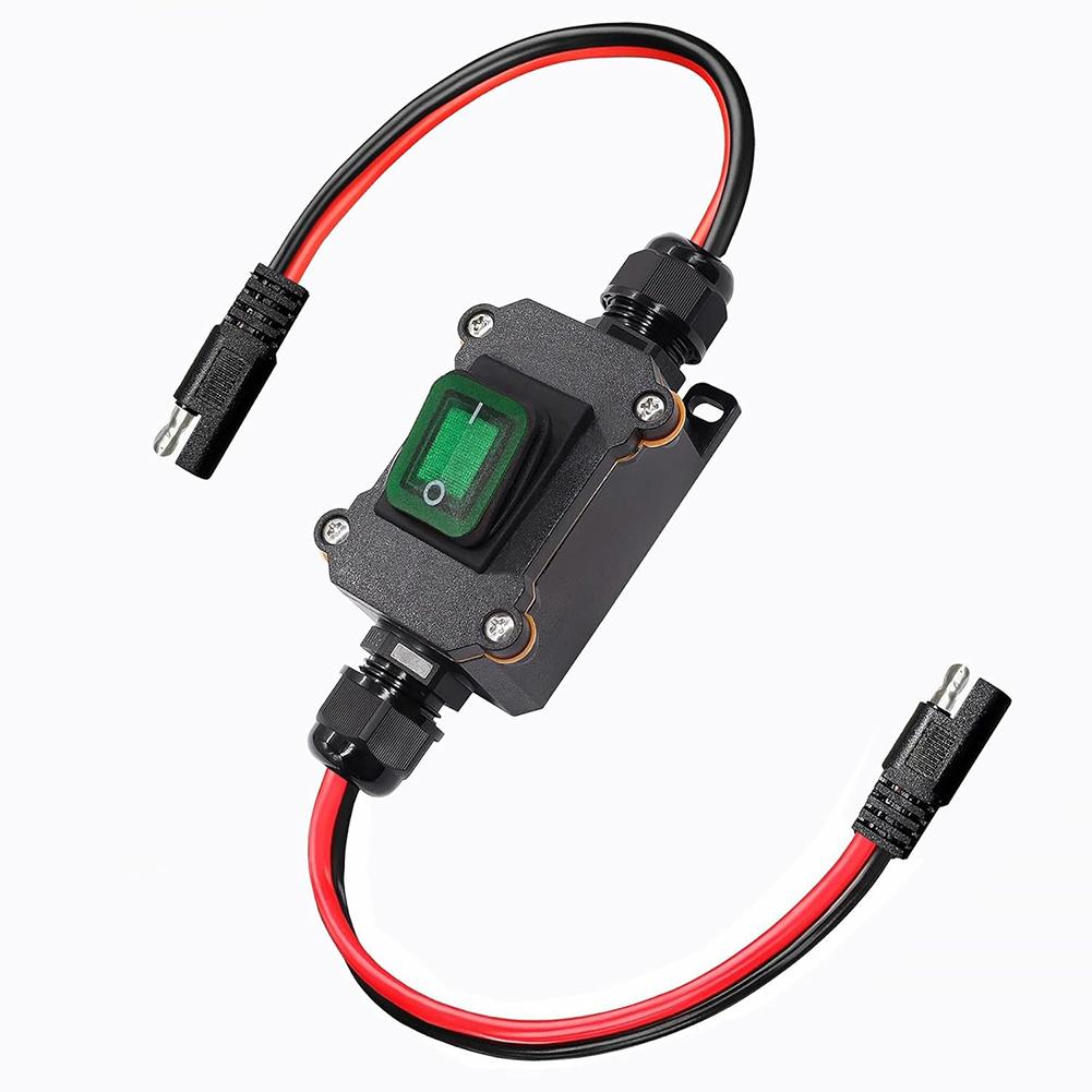 

1pc DC12V25A Waterproof Inline Switch 12AWG ON/Off Button Switch With SAE Cable For Outdoor Electrical Equipment зелёный
