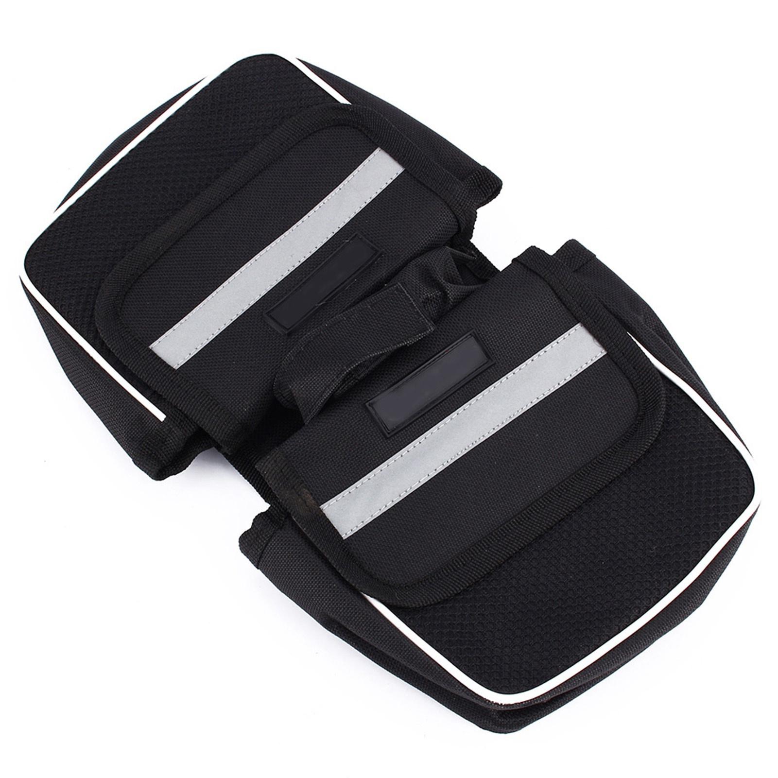 

Велосипедная рама, сумка на переднюю трубу, сумка с двумя боковыми карманами, черная