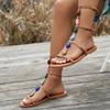 Fashion Women Sandals Bohemian Style Solid Color Open Toe Flat Shoes Women 2025 New Summer Luxury Designer Sandals Sandalias De Mujer