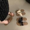 Design sense niche flat-bottomed brown toe slippers autumn and winter wear seaside beach sandals soft-soled women's shoes Roman shoes