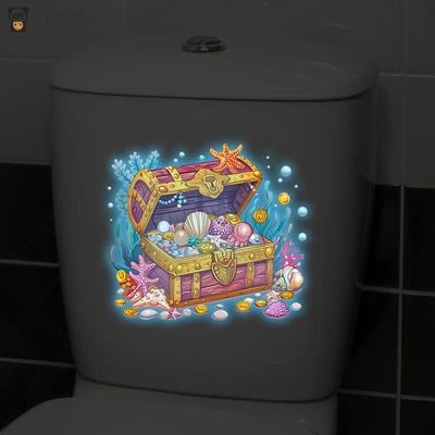 Glow In The Dark Underwater Treasures Toilet Stickers Waterproof Luminous Decals Bathroom Home Decor