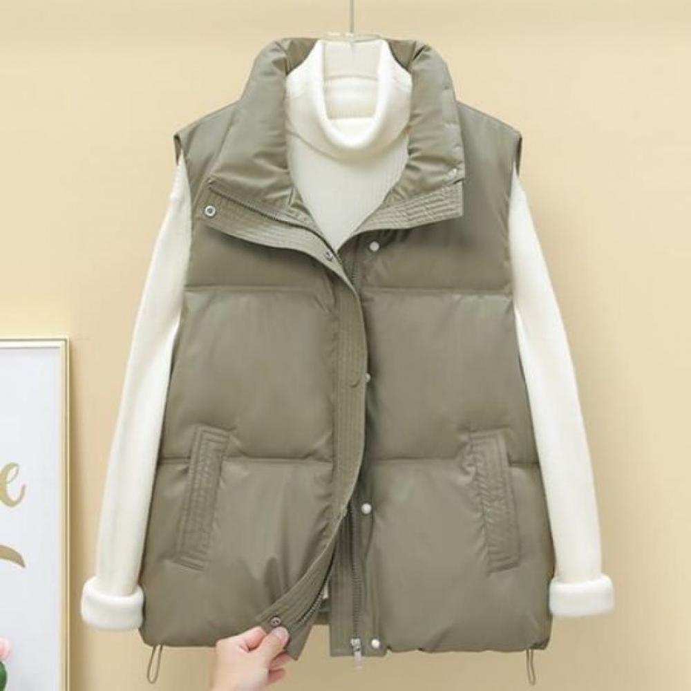 Navava Nc472 Warm Hem String High Neck Padding Vest