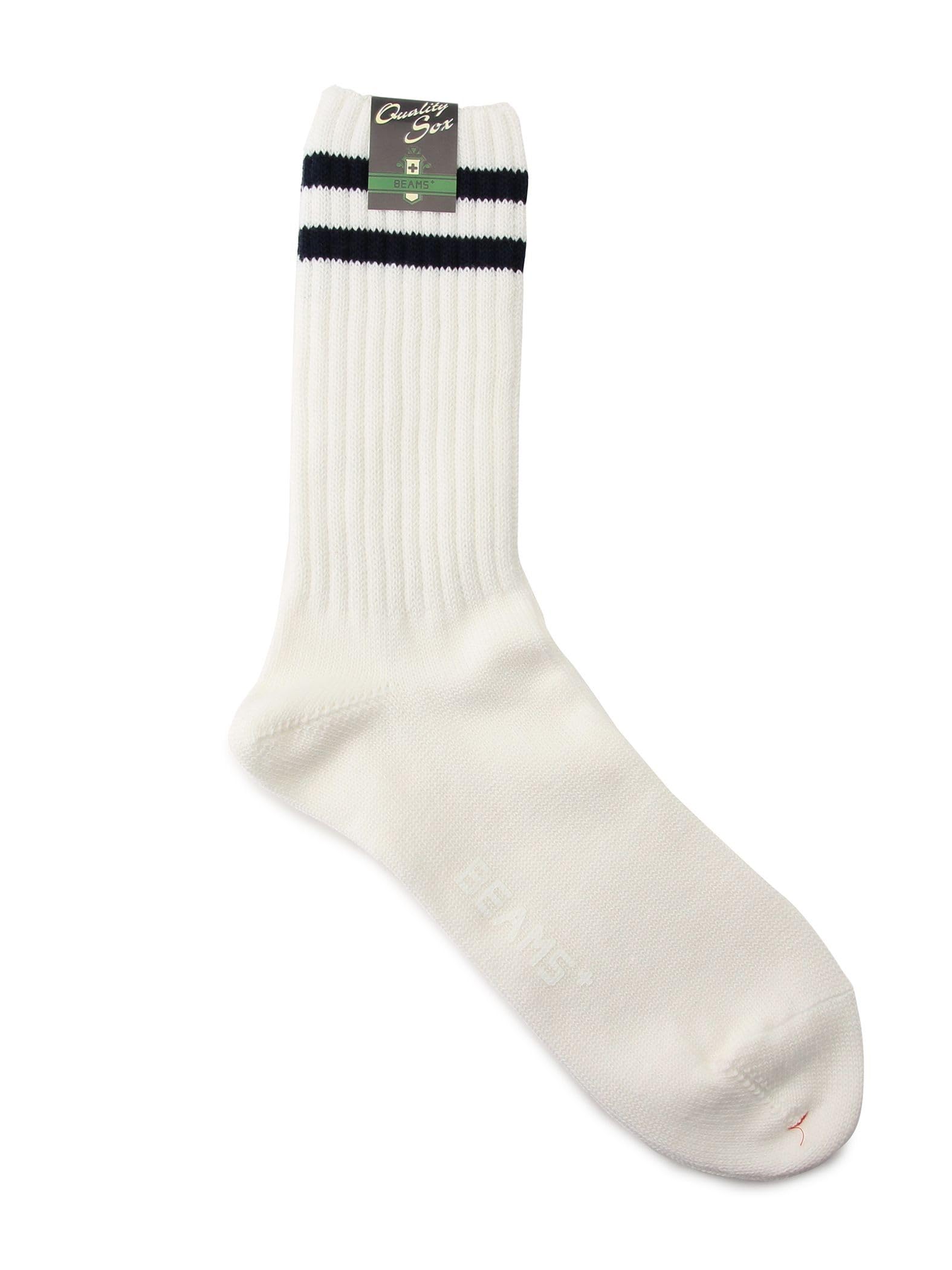 

Beams Plus Men s Schoolboy Socks, White/Navy, 0, 38430010479