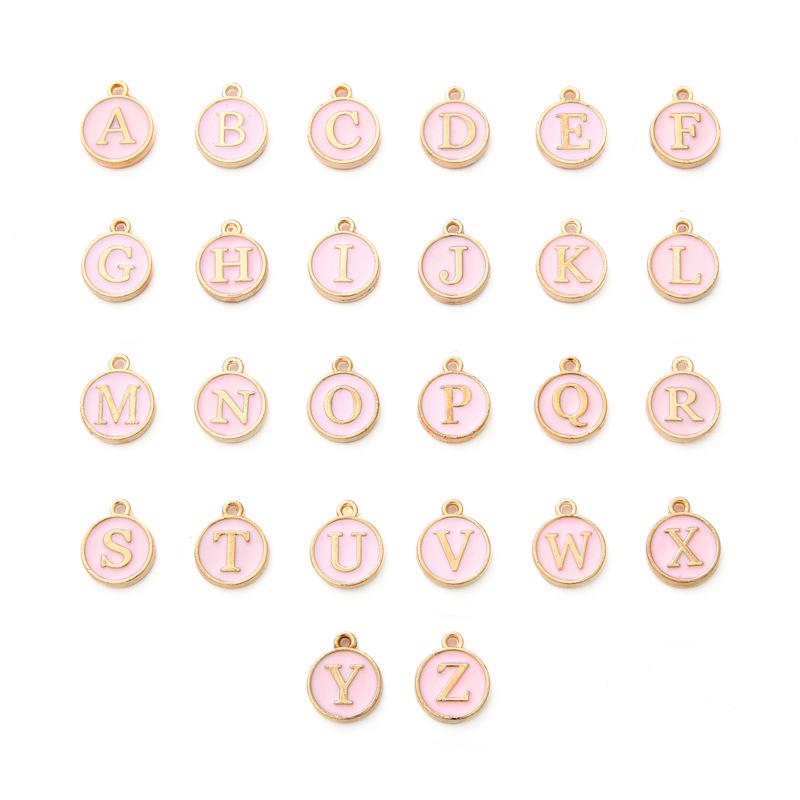 AZ Alphanumeric Epoxy Alloy Double-Sided Pendant for DIY Jewelry & Accessories