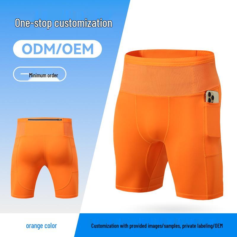 Men's Multi-Pocket Compression Capri Pants for Running, Training, and Cycling